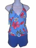 Womens Marina West Boyshorts Tankini Swimsuit, S-xxl, Purple Hawaiian Print