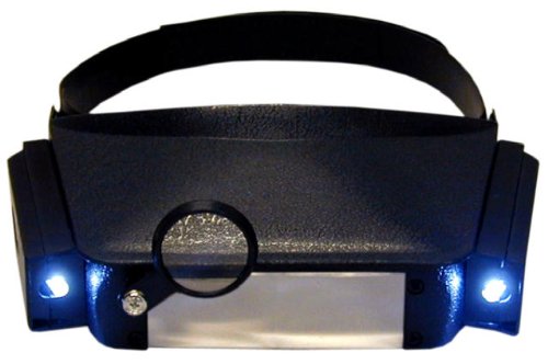 2-LED-LIGHTED 2X-TO-4X HEAD MAGNIFIER W/ VELCRO