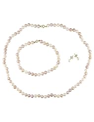10k Yellow Gold 5 6 MM White Freshwater Cultured Pearl Strand