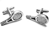 Brushed Silver Tennis Racket Sports Cufflinks