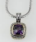 4031026 David Yurman Inspired Amethyst Brilliant CZ Stone 2 Tone Necklace Pendant Fashion Very High Quality