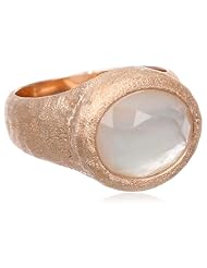 Sterling Silver, Gemstone, and White Glass Doublets Hammered Ring, Size 7