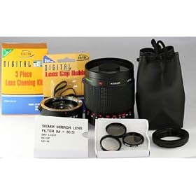 500-1000mm High Definition Mirror Telephoto Lens for Panasonic G1 GH1 Olympus PEN E-P1 E-P2 Samsung NX10 and other Micro Four Thirds Cameras With 2X Converter , Case , Hood , Cleaning kit , T Mount , Cap Keeper , Extended warranty