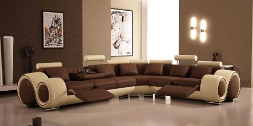 4087 - Bonded Leather Sectional Sofa with Recliners