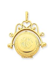 14k White Gold Polished Heart-Shaped Scrolled Locket