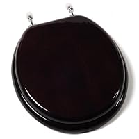 Comfort Seats C1B1R-16CH Designer Solid Wood Toilet Seat with Chrome Hinges, Round, Mahogany