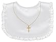 Frenchie Mini Couture Gold Christening Bibs, Girl