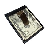 Genuine Lambskin Leather Metal Money Clip with Credit Card Slots by Jewelry
