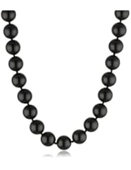 Sterling Silver 12mm Black Onyx Bead Necklace, 16"