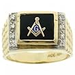 Mens Diamond Masonic Compass & Square Signet Band in Solid Yellow Gold Mens Diamond Masonic Compass & Square Signet Band in Solid Yellow Gold