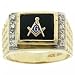 Mens Diamond Masonic Compass & Square Signet Band in Solid Yellow Gold