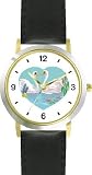 41UqaN%2BuvKL. SL160  Two White Swans in Love Heart   WATCHBUDDY® DELUXE TWO TONE THEME WATCH   Arabic Numbers   Black Leather Strap Size Large