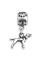 925 Sterling Silver Pointer Dog Dangle Bead, For Chamilia, Pandora, Biagi, Personality, Reflections And More Charm Bracelets