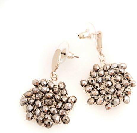 Spinningdaisy Style Silver Plated Dangling Bead Flower Earrings