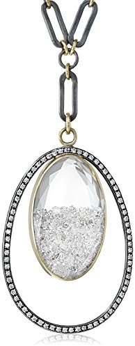 Moritz Glik "Kaleidoscope" 18K Gold and Oxidized Silver Floating Diamond Oval Pendant Necklace