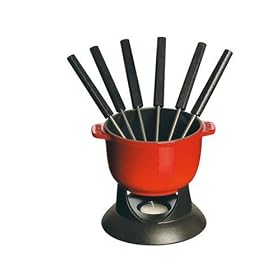Staub Petite Fondue with Six Forks, Pimento Red by Staub