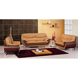 2106 Modern Camel and brown Leather Living Room Furniture