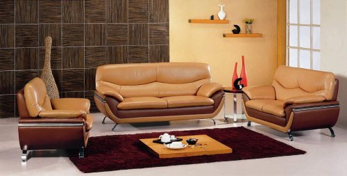 2106 Modern Camel and brown Leather Living Room Furniture