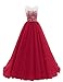 JY Women's Ruched Sleeveless Lace Long Evening Dress Prom Gown