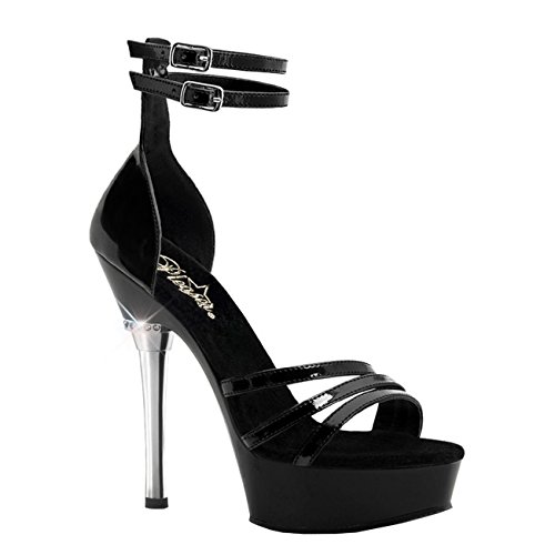 5 1/2 Inch Sexy High Heeled Sandals Stiletto Heel Platform Black Patent Black Size: 6