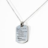 Serenity Prayer Dogtag Pendant Necklace. High Polished Stainless Steel Necklace. God grant me the Serenity to accept the things I cannot change. Courage to change the things I can and Wisdom to know the Difference.