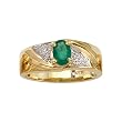 10K Yellow/White Gold 0.01 ct. Diamond and 7 x 5 MM Oval Shaped Emerald Men's Ring