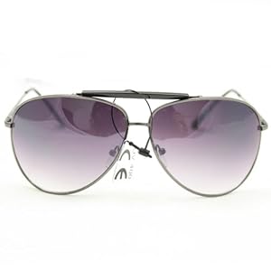 HOTLOVE Premium Sunglasses UV400 Lens Technology  Aviator Sunglass F734 Metallic grey + Purple Lens , Light Weighted  Trendy Fashion Everyday Apparel for Women & Men