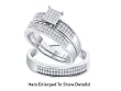 Micro Pave 10k. White Gold 3 Pc. Genuine 1/3 Ctw. Diamond Wedding Set for Him and Her
