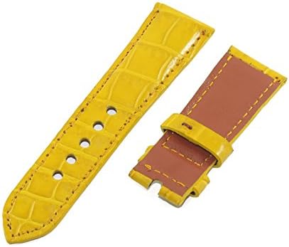 Yellow Genuine Crocodile Grain Watch Band Strap 26mm/22mm for Panerai Pam