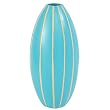 Handmade Terracotta Royal Blue Vase with Beige Stripes