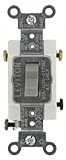 Leviton 1223-SGY 20-Amp, 120/277-Volt, Toggle 3-Way AC Quiet Switch, Heavy Duty Grade, Grounding, Gr