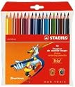 STABILO Pochette de 18 crayons de couleur coloris assortis TRIO