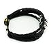 Celokiy Charm Beads Multistrand Black Leather 2 Braided Rope Handmade Bracelet,Adjustable