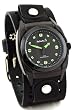 Nemesis #B081G Men's Premium Black IP Wide Cuff Leather Band Watch
