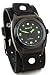 Nemesis #B081G Men's Premium Black IP Wide Cuff Leather Band Watch