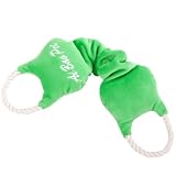 LaPet Fun Squeaking Furry Tug Dog Puppy Chew Toy (Green)