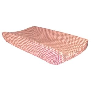 Trend Lab White Chevron Print Changing Pad Cover, Coral Pink