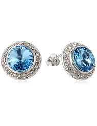 Sterling Silver Genuine Swarovski Crystallized Elements Round Stud Post Earrings