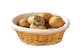 Premier Housewares 10 X 25 X 25 cm Round Natural Wicker Bread Basket with Cream Fabric Lining