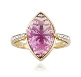 10k Yellow Gold Marquise Amethyst Diamond Ring (0.05 cttw, I-J Color, I2-I3 Clarity), Size 8