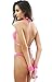 Amilia Halter Lace Deep V Neck Naughty Maid Uniform Strappy Bondage Sexy Lingerie,Pink,One Size