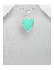 Heart Reconstructed stones Pendant Necklace In 92.5 Sterling Silver