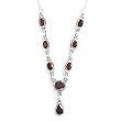 15.5"+ 1.5" (adjustable) Oval/Pear Shape Garnet Necklace