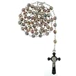 AB Rainbow Bead Rosary with Faceted 7mm Round Beads and St. Benedict Cross - 32'' Necklace - 22'' Overall Length