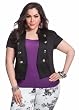 Ashley Stewart Womens Plus Size Military Sateen Cap Sleeve Jacket