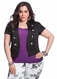 Ashley Stewart Womens Plus Size Military Sateen Cap Sleeve Jacket