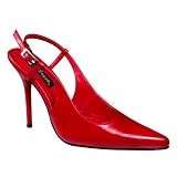 4 1/2 Inch Sexy Classic Pump Shoe With Slingback Heel Pointed Toe Stiletto Heel Red Patent