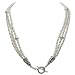 4-5mm & 9-10mm 3 Rows White Cultured Freshwater Pearl Beautiful Luster Necklace 28" Length secured with Sterling Silver Toggle Clasp. -Perfect for Mother's Day Gift