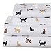 Adorable Silhouette Cat Sheets Includes a Fitted Sheet, Flat Sheet and Two Pillow Cases - Set of 4