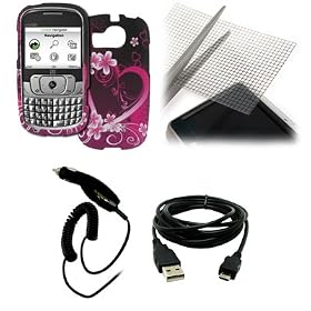 EMPIRE Cricket ZTE Memo Purple Hearts with Flowers Rubberized Design Hard Case Cover + Universal... by
